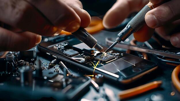 close-up-of-hands-repairing-smartphone-with-precision-tools-technology-service-expertise-photo